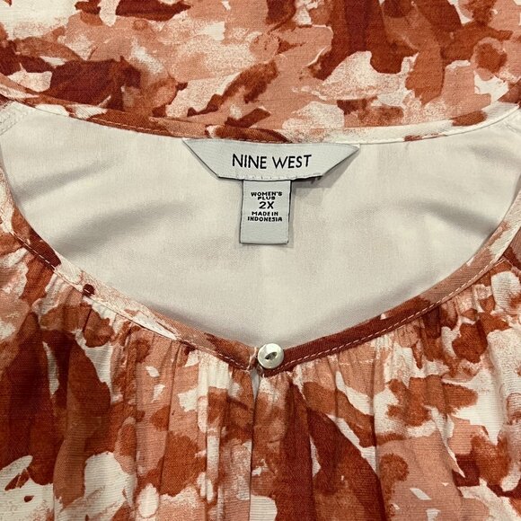 Nine West Pullover Floral Midi Maxi Dress, NWT, Orange White 2x - Picture 3 of 9